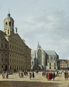 アムステルダムの景色、市庁舎と新教会 作： Gerrit Adriaensz Berckheyde